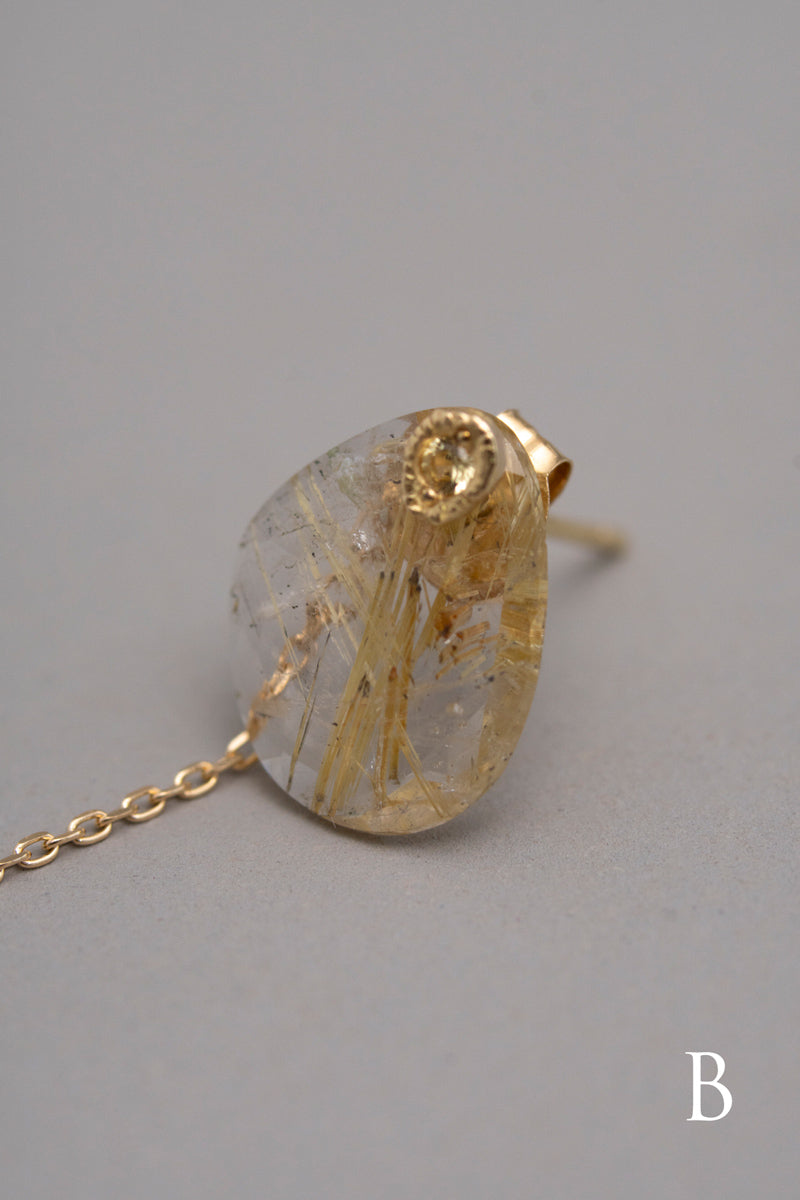 MONAKAjewellery flat golden rutile quartz pierce ゴールデンルチルクォーツピアス/K18