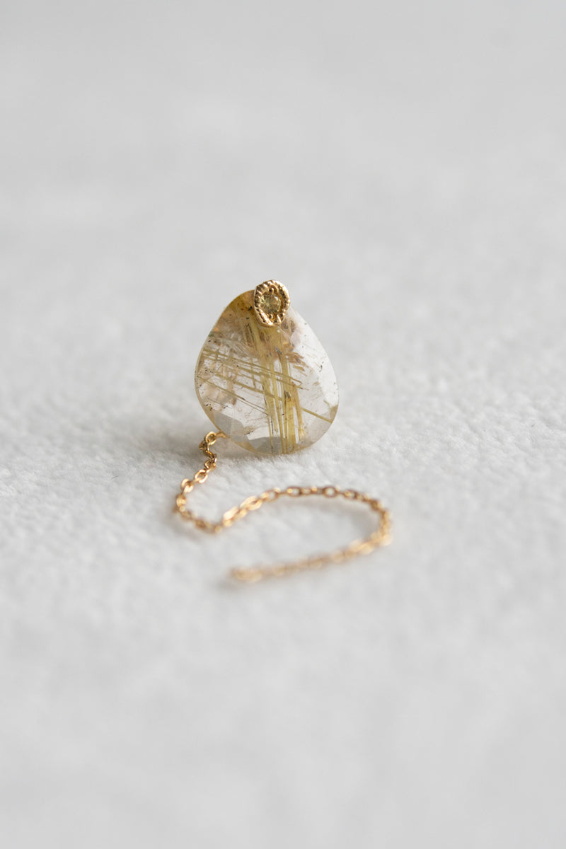 MONAKAjewellery flat golden rutile quartz pierce Golden rutile quartz pierce/K18