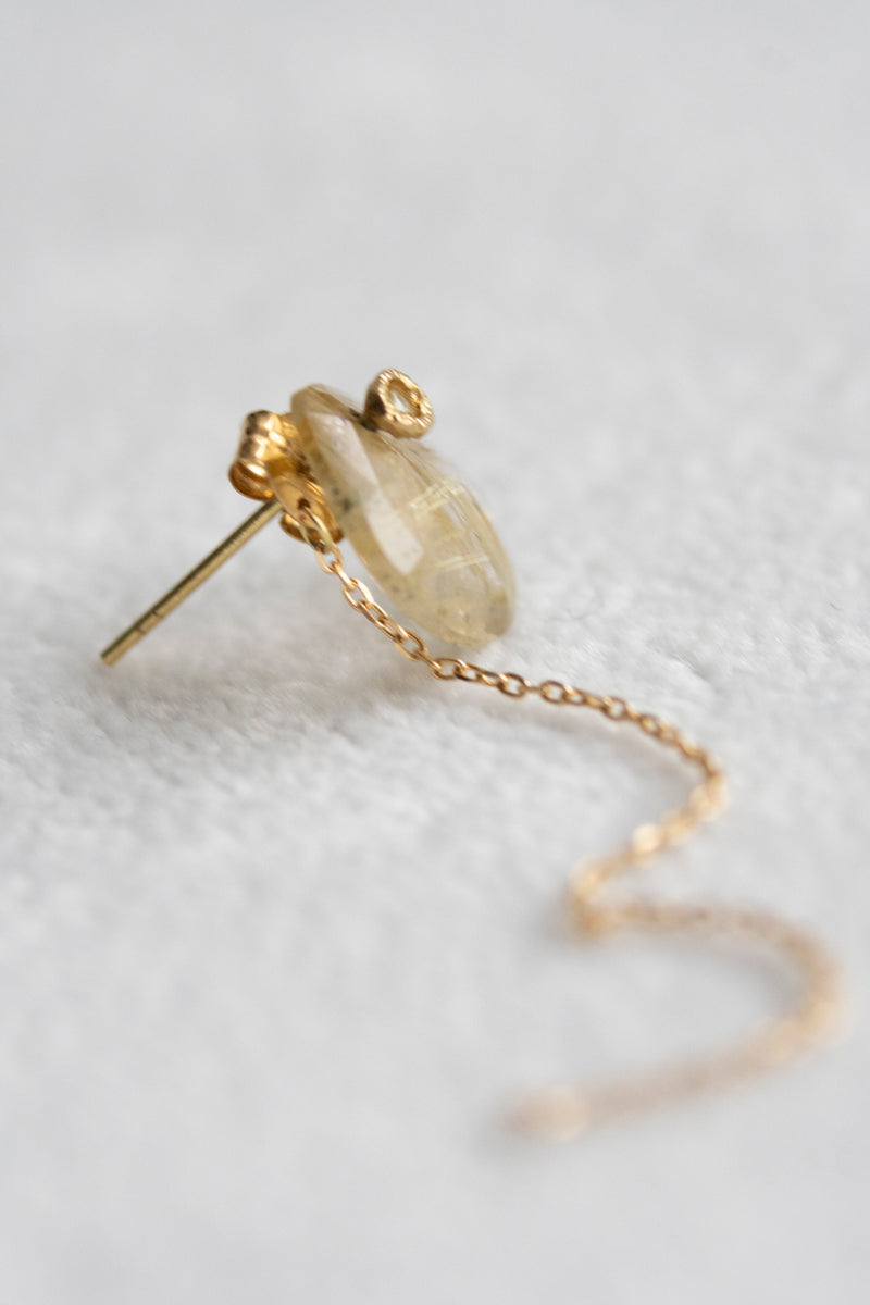MONAKAjewellery flat golden rutile quartz pierce Golden rutile quartz pierce/K18