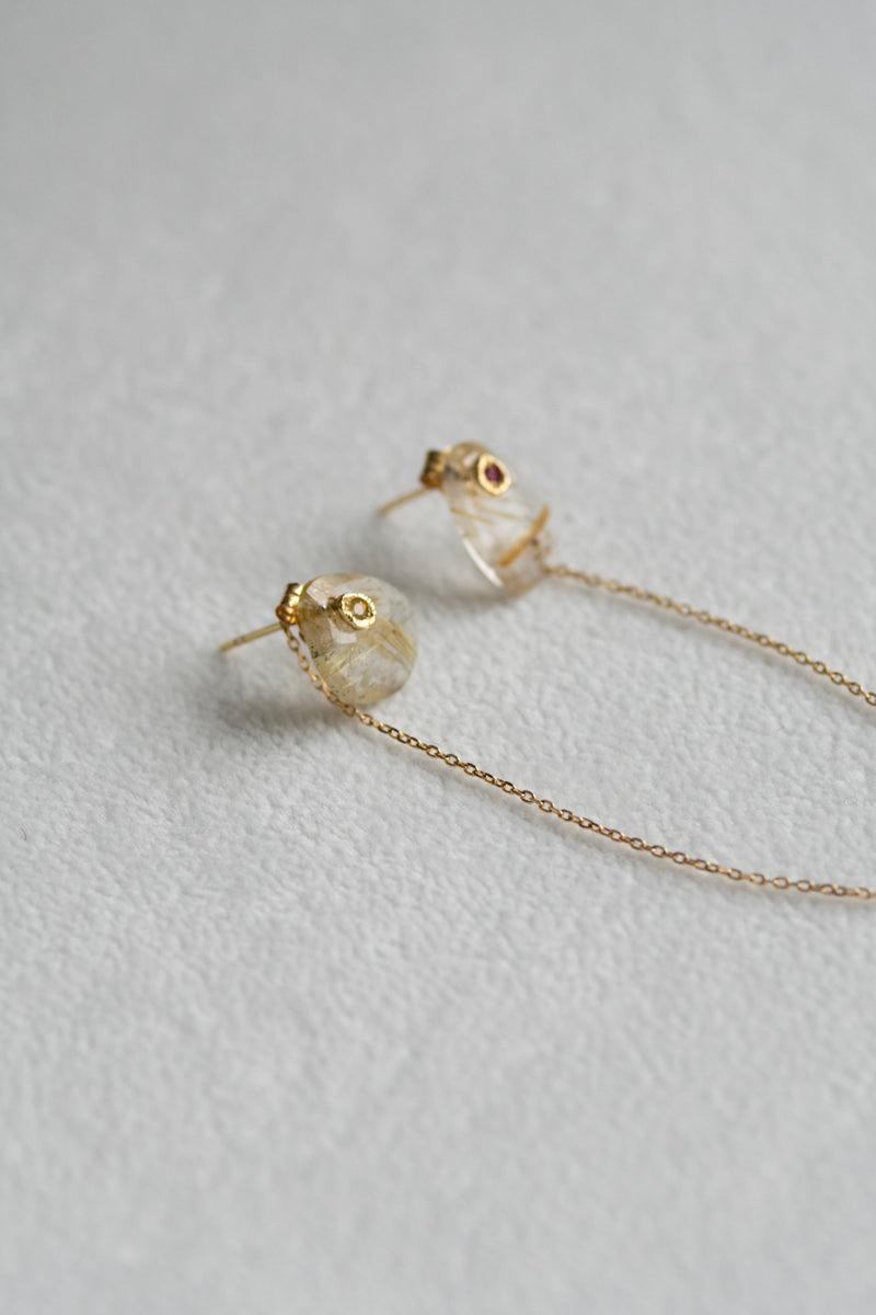 MONAKAjewellery flat golden rutile quartz pierce Golden rutile quartz pierce/K18