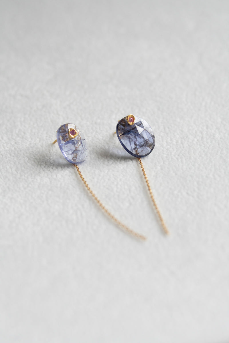 MONAKAjewellery flat tanzanite pierce Tanzanite pierce/K18