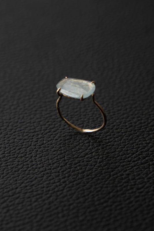 MONAKA jewellery flat stone Aquamarine Ring アクアマリンリング/K14