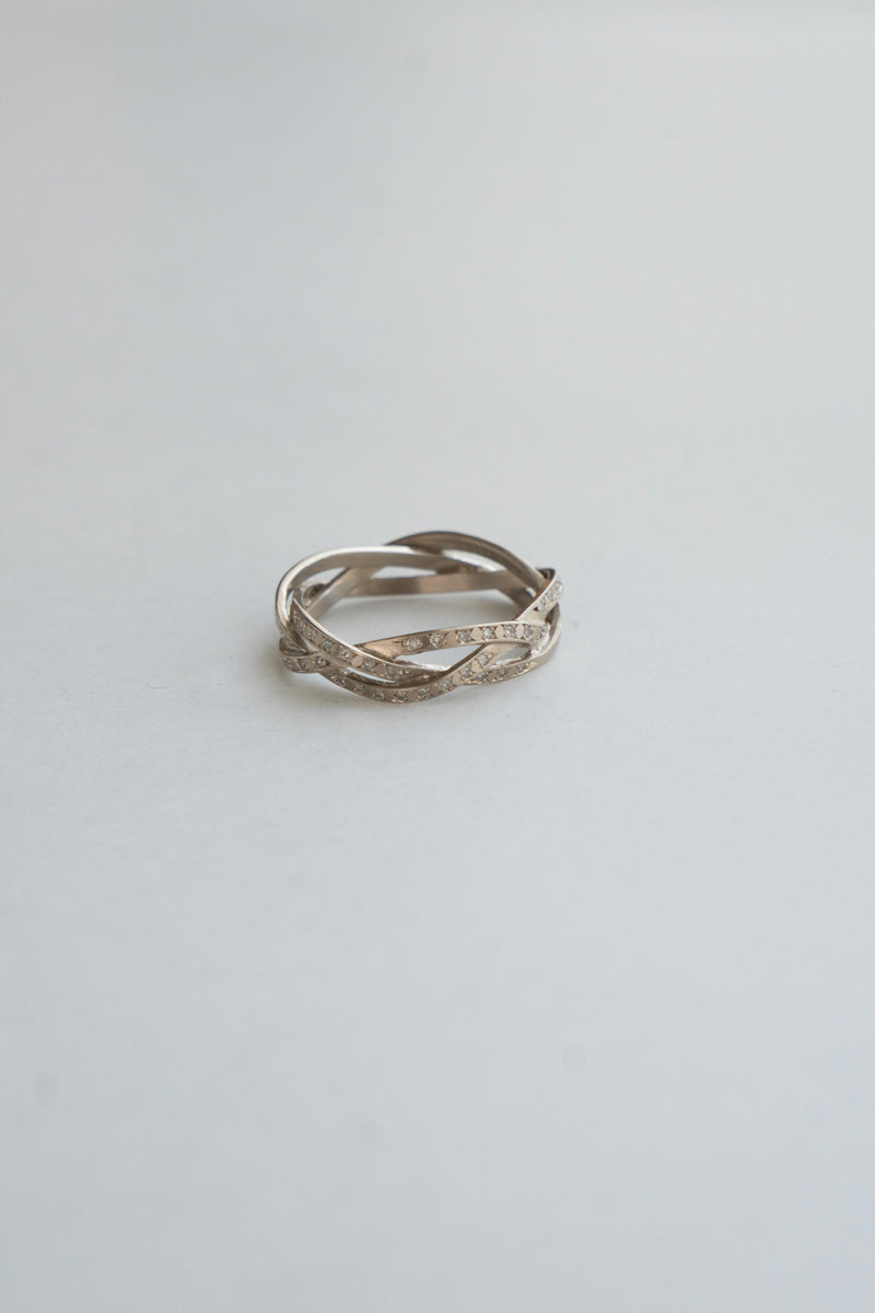 MONAKA jewellery String Ring Half Diamond Wide WG /K18