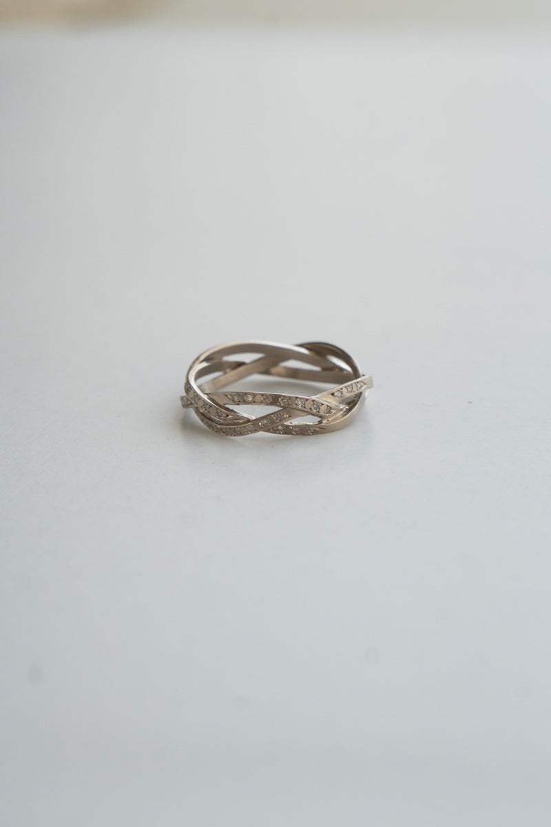 MONAKA jewellery String Ring Half Diamond Wide WG /K18