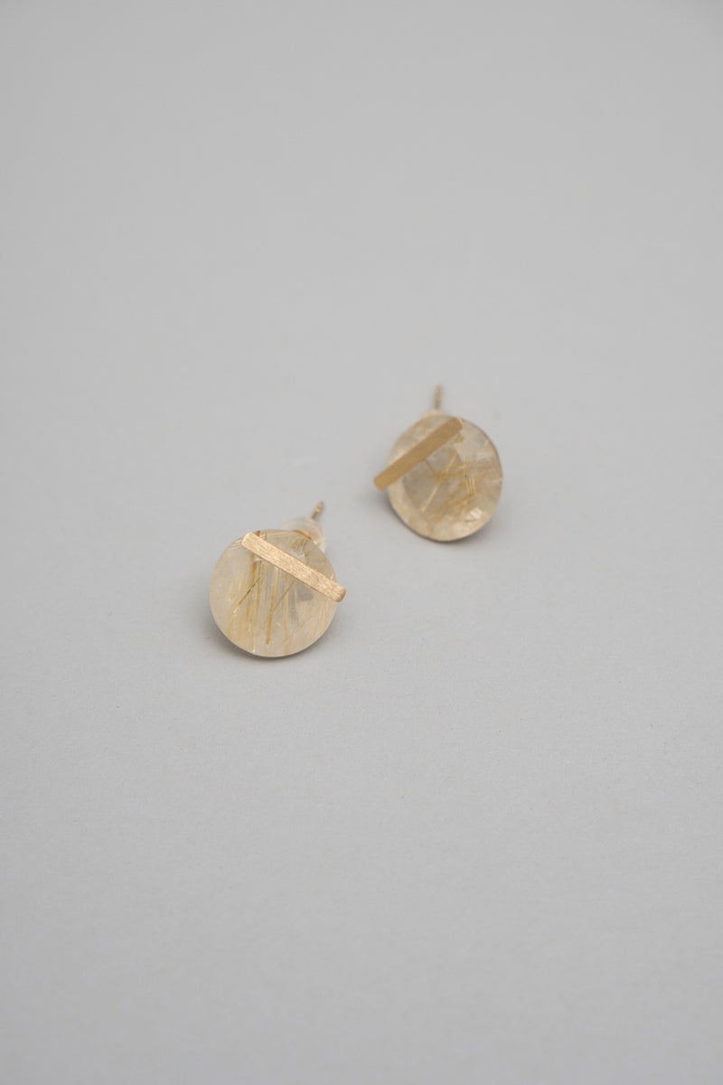 MONAKA jewelery Golden rutile quartz bar stone pierce Pierce/K18