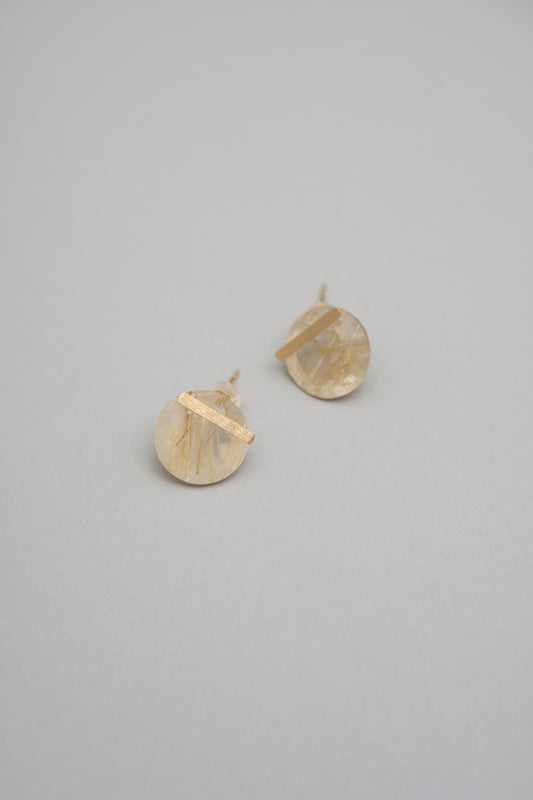 MONAKA jewellery Golden rutile quartz bar stone pierce ピアス/K18