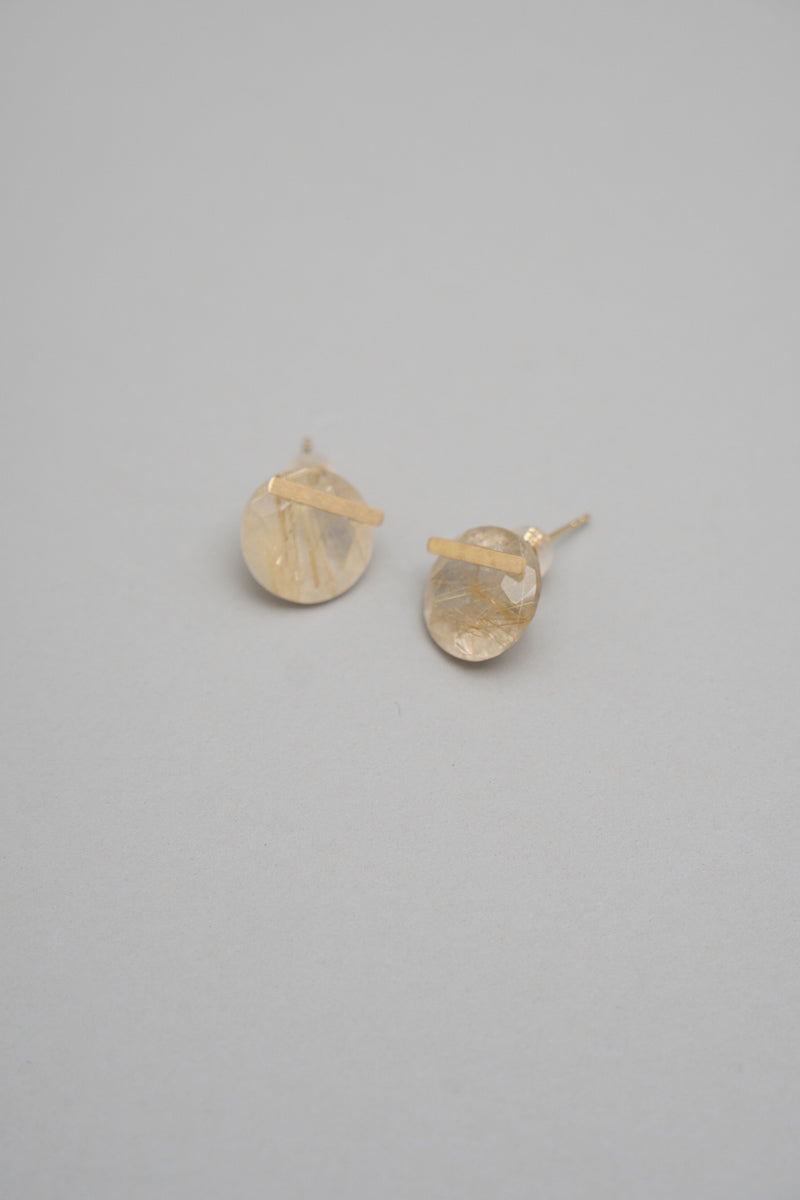 MONAKA jewellery Golden rutile quartz bar stone pierce ピアス/K18