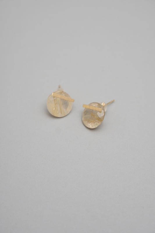 MONAKA jewellery Golden rutile quartz bar stone pierce ピアス/K18