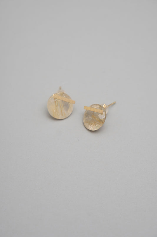 MONAKA jewelery Golden rutile quartz bar stone pierce Pierce/K18