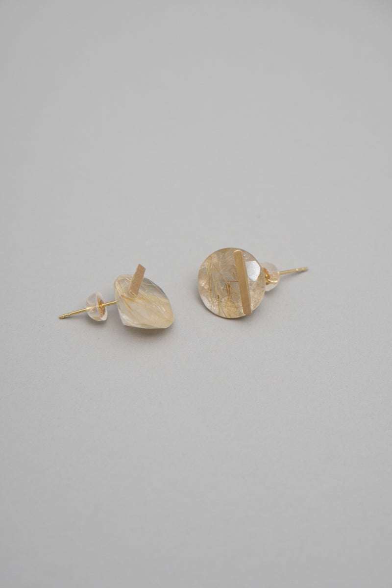 MONAKA jewelery Golden rutile quartz bar stone pierce Pierce/K18
