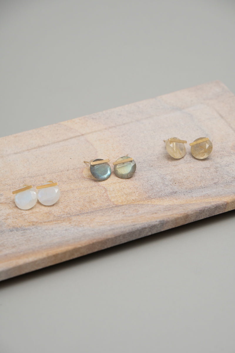 MONAKA jewelery Golden rutile quartz bar stone pierce Pierce/K18
