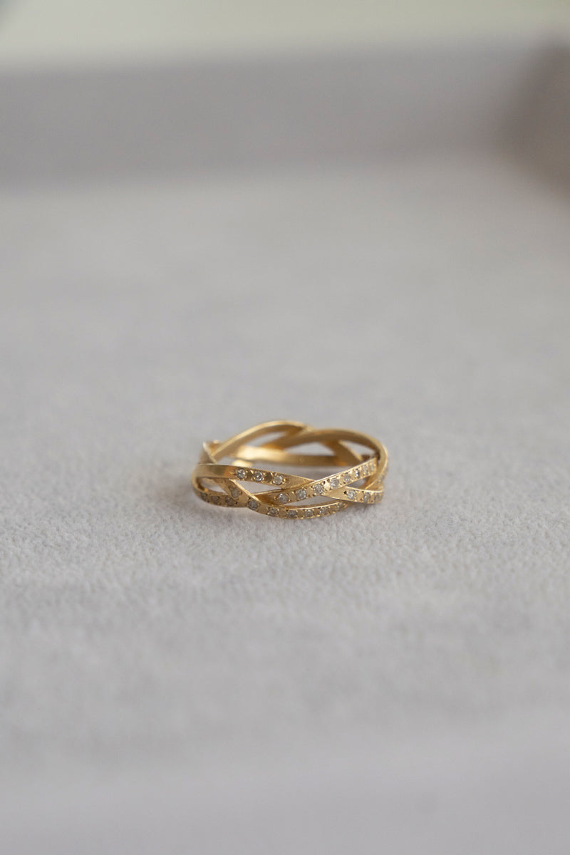 MONAKA jewelery String ring Half diamond Wide /K18