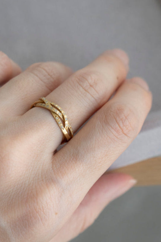 MONAKA jewellery String ring Half diamond Wide /K18