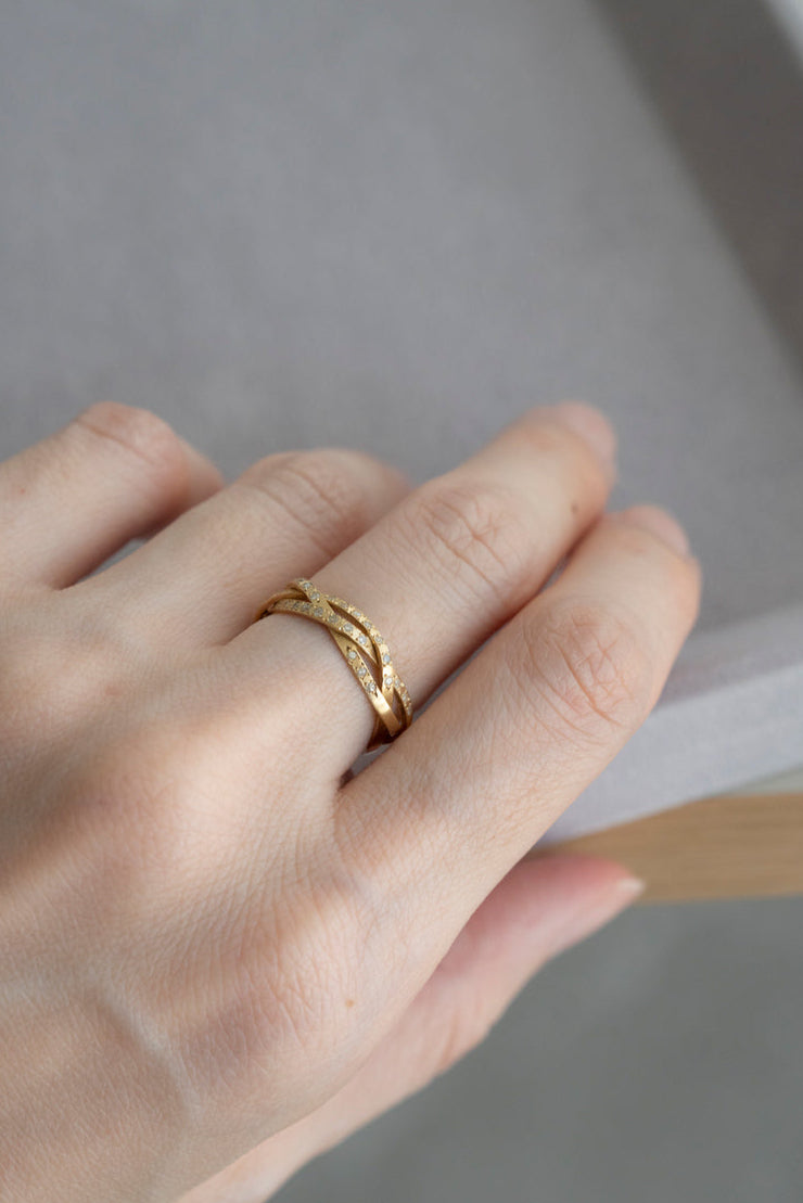 MONAKA jewellery String ring Half diamond Wide /K18