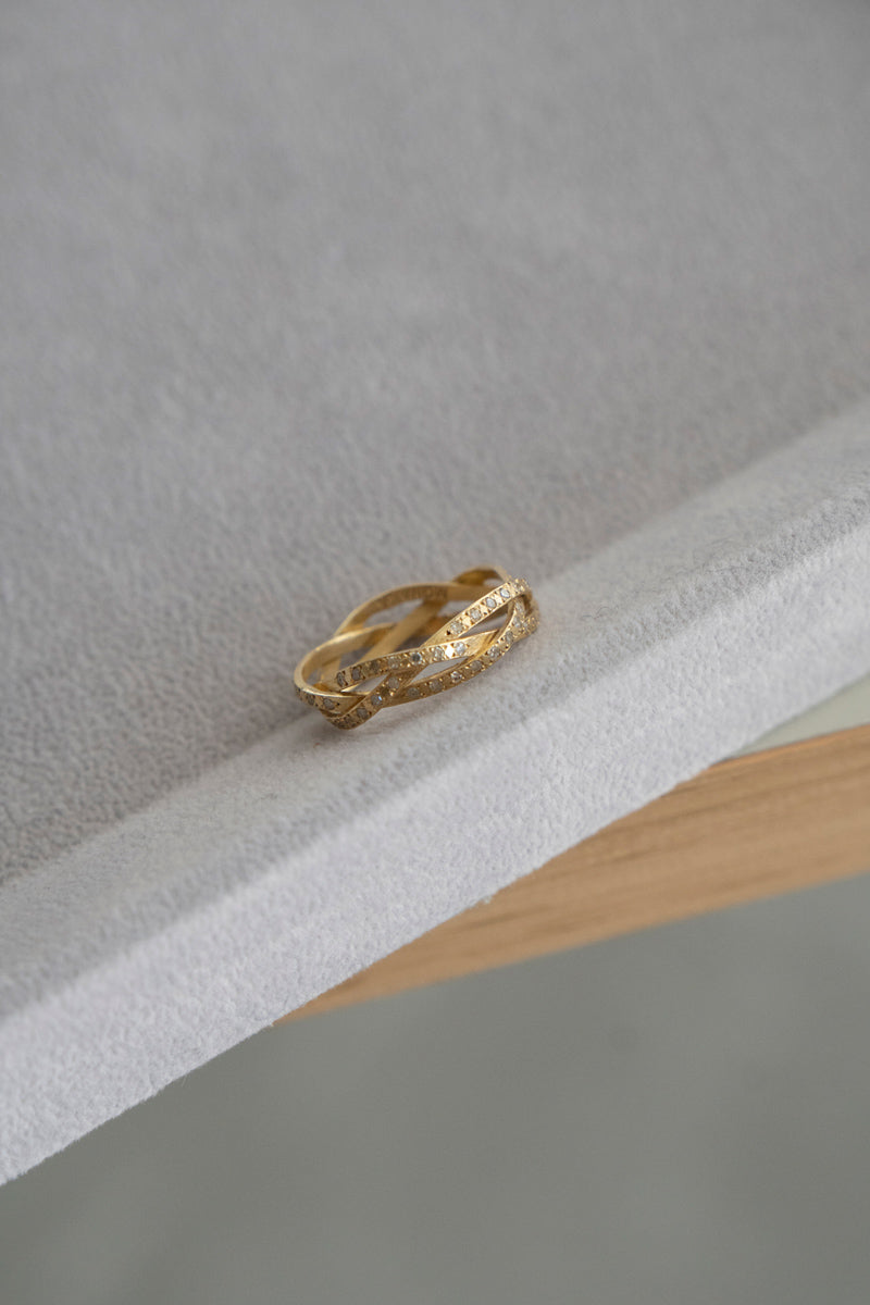 MONAKA jewelery String ring Half diamond Wide /K18
