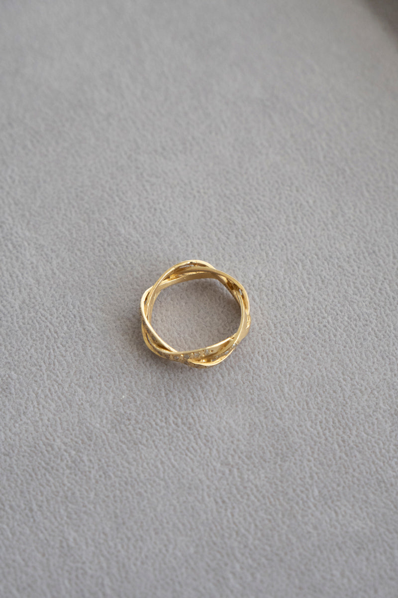 MONAKA jewelery String ring Half diamond Wide /K18