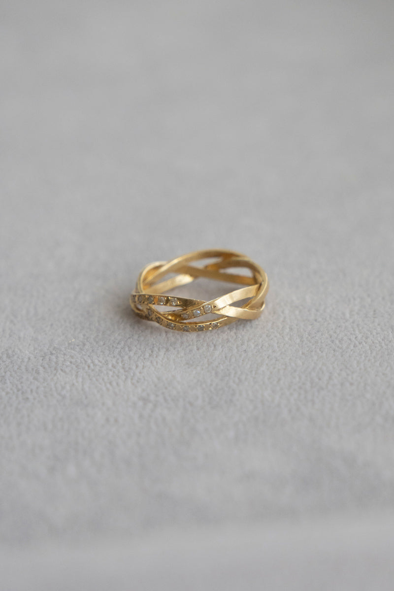 MONAKA jewelery String ring Half diamond Wide /K18