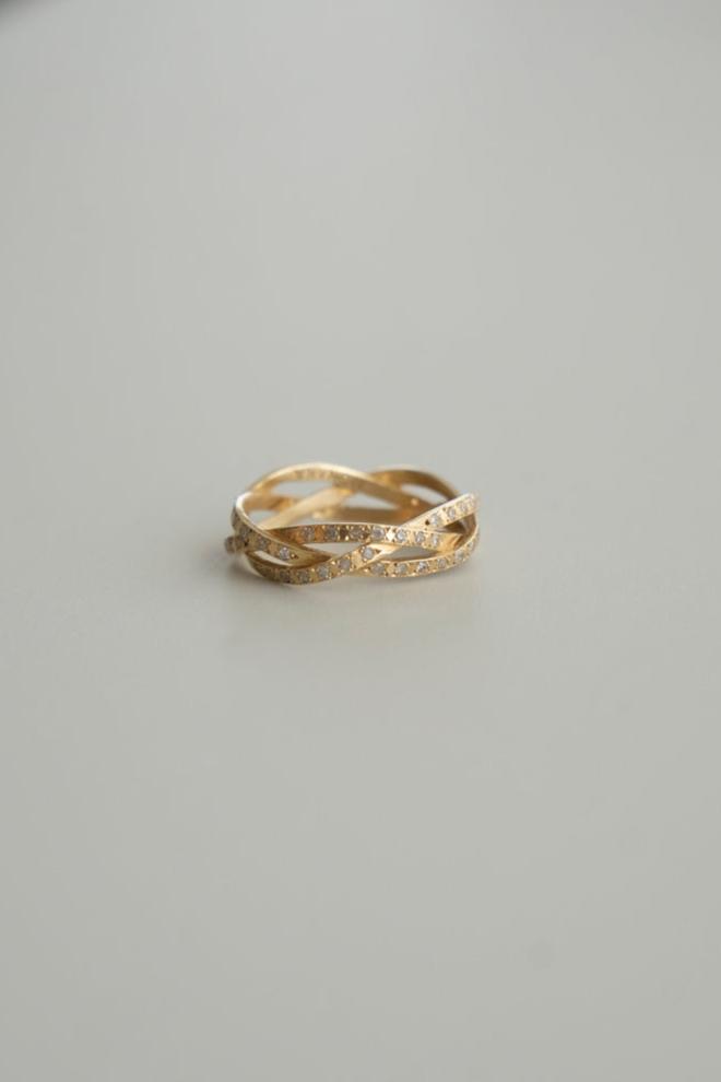 MONAKA jewelery String ring Half diamond Wide /K18