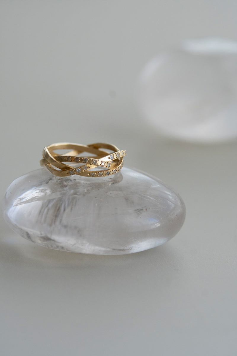 MONAKA jewelery String ring Half diamond Wide /K18