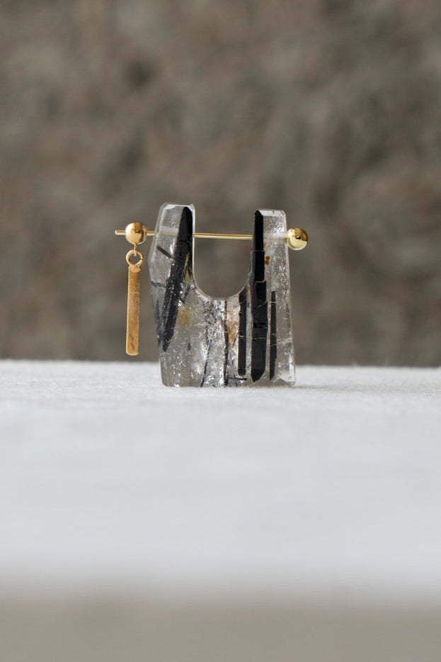 MONAKAjewellery Tourmalinated Quartz Rock pierce /K18