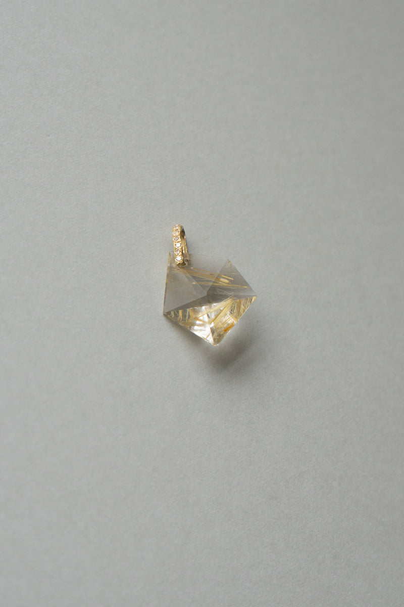 MONAKA jewelery Hibiki Golden Rutile Quartz Necklace Charm Top /K18