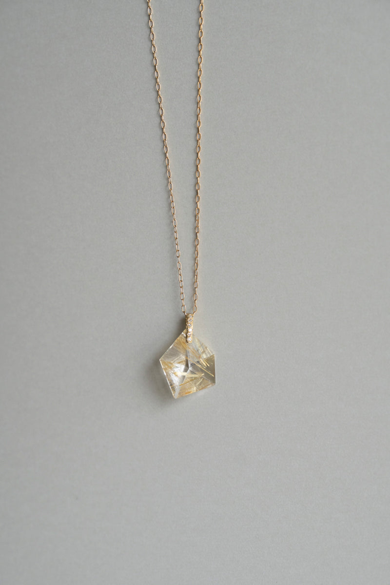 MONAKA jewelery Hibiki Golden Rutile Quartz Necklace Charm Top /K18