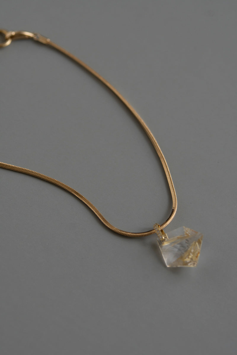 MONAKA jewelery Hibiki Golden Rutile Quartz Necklace Charm Top /K18