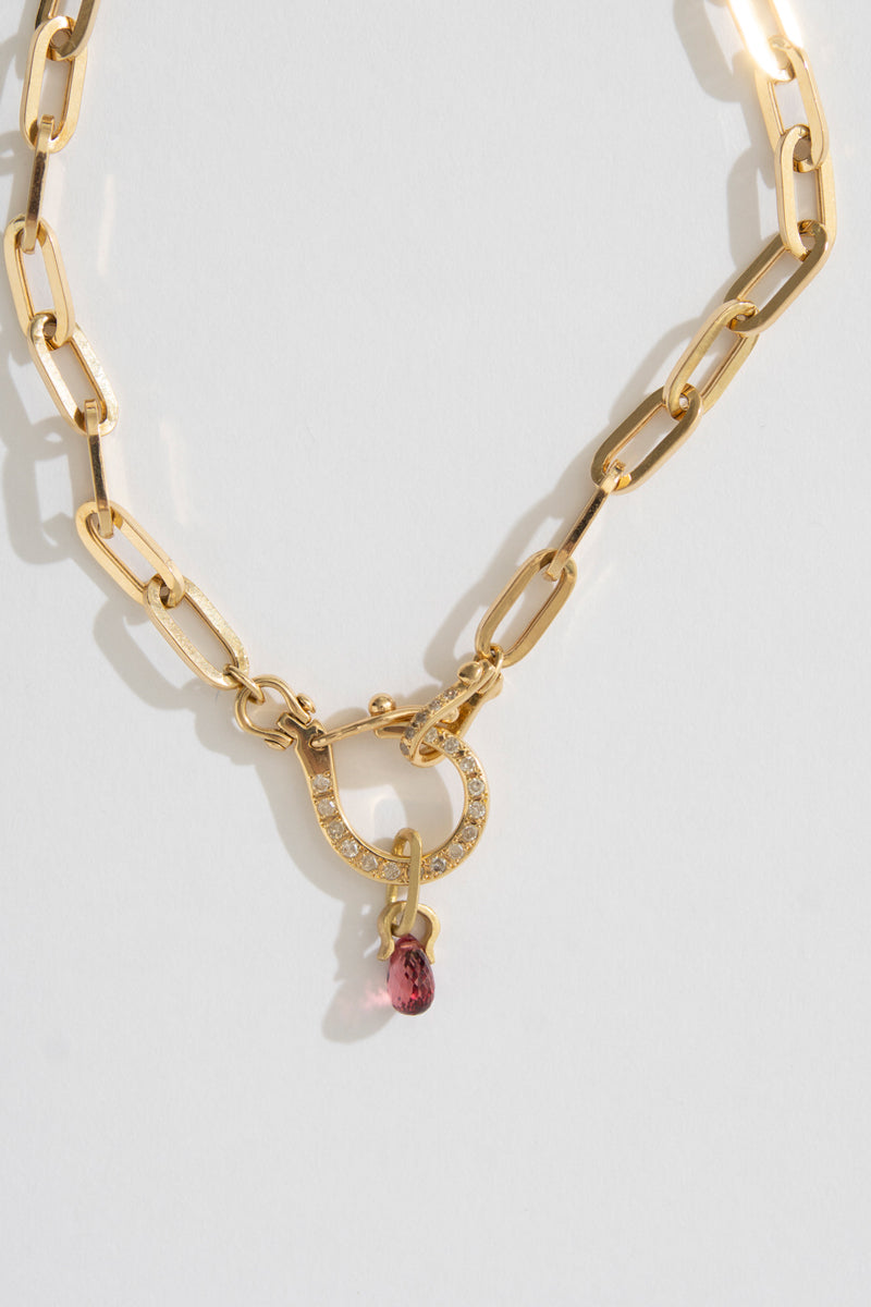 MONAKA jewelery Horse Shoe Orange Sapphire Necklace Charm Top /K18