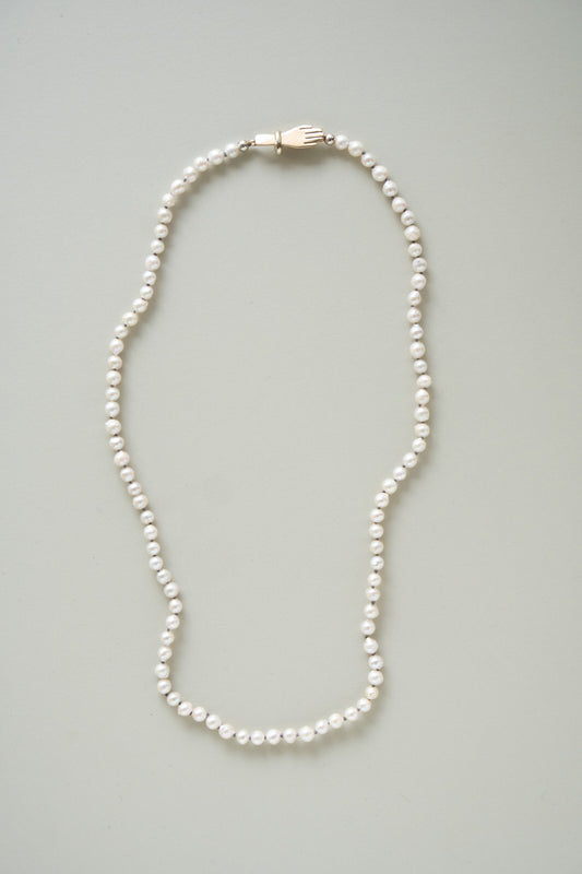 PALA Hand end natural AKOYA pearl all knotted necklace ホワイトアコヤパールネックレス /K10