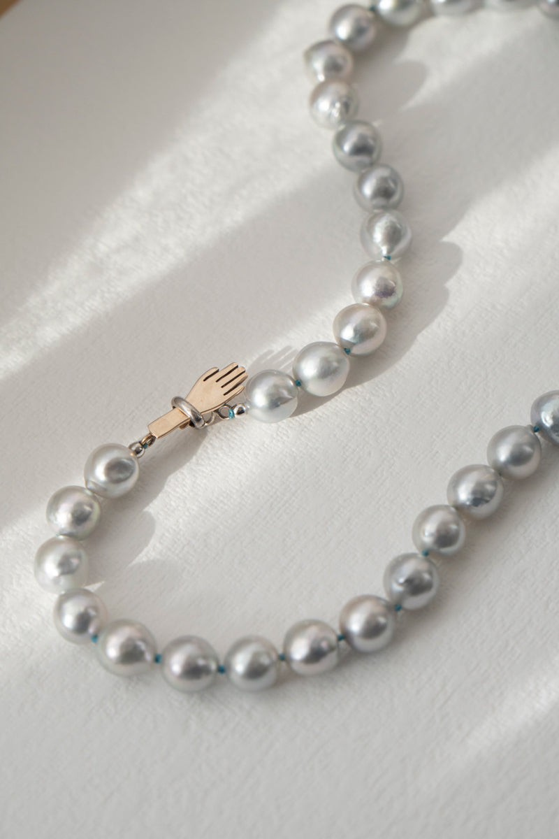 PALA Hand end natural AKOYA pearl all knotted necklace /K10