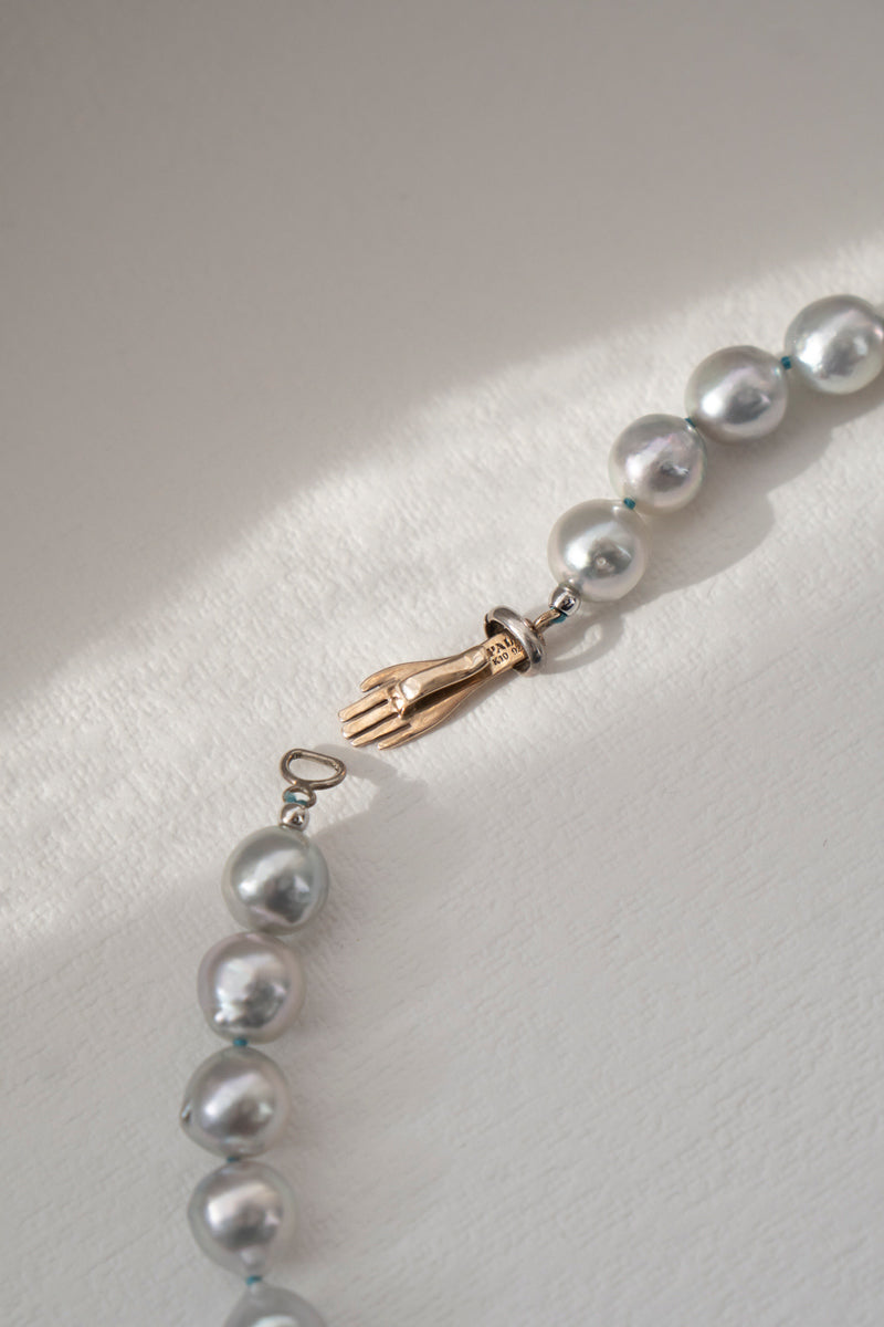 PALA Hand end natural AKOYA pearl all knotted necklace /K10