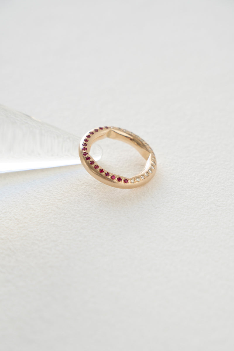 PALA Round ring Ruby&amp;Diamond side eternity /K10