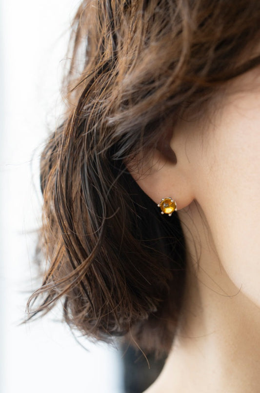 PALA Yellow amber pierce イエローアンバーピアス/琥珀/silver