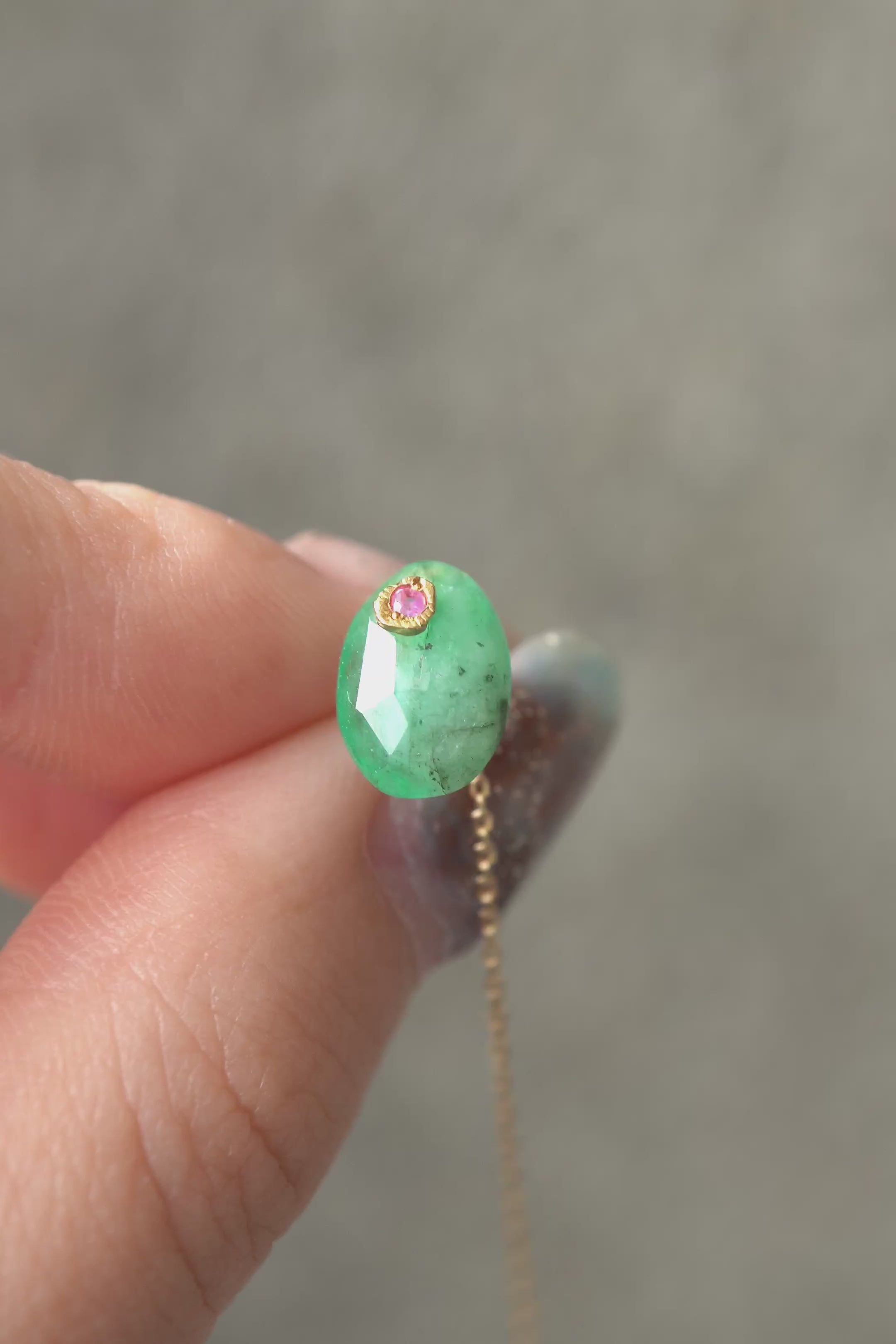MONAKAjewellery flat Emerald pierce モナカジュエリー エメラルド