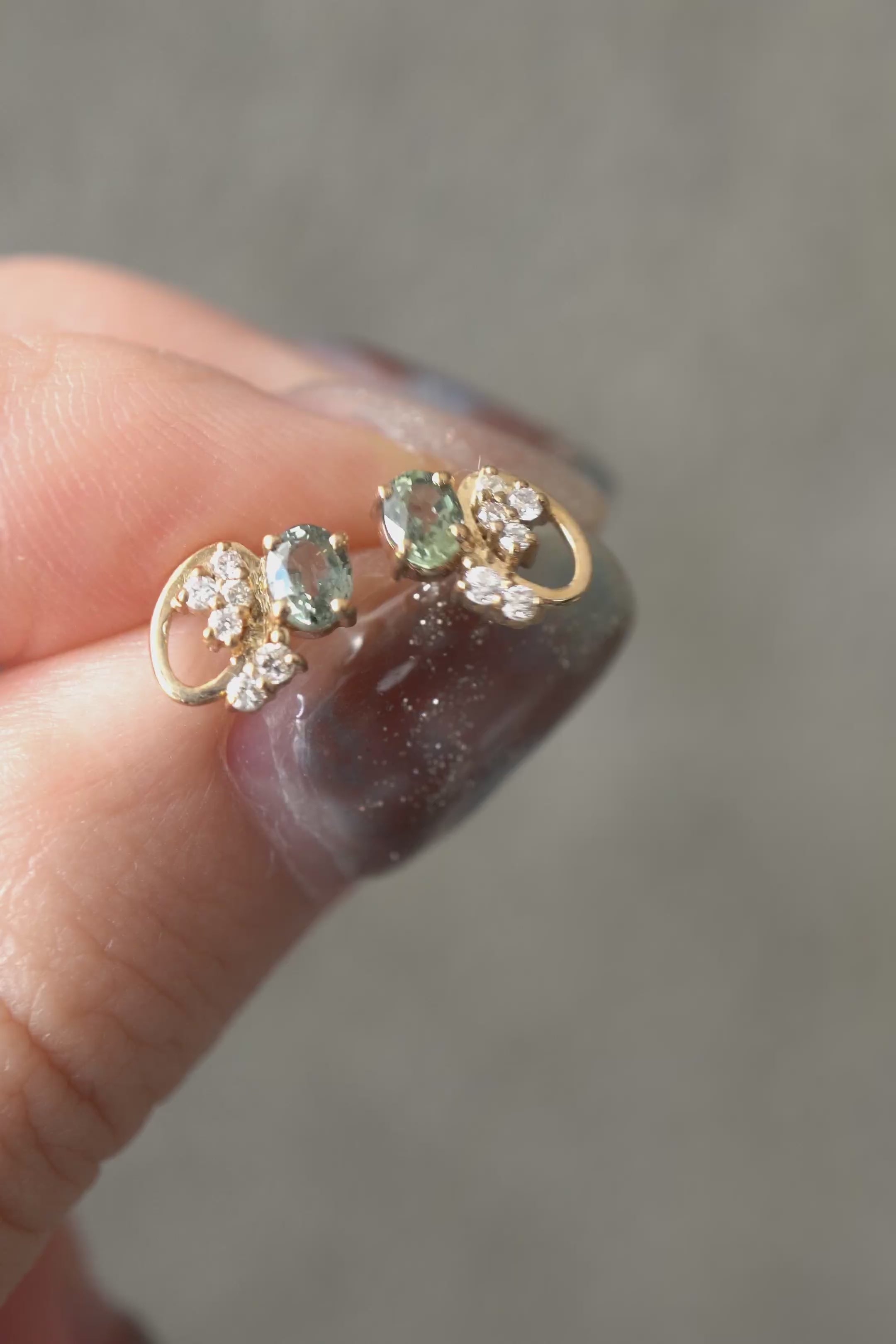 MILA OMI MATA KYBELE STUDS Green Sapphire Pierced Earring ミラオミ