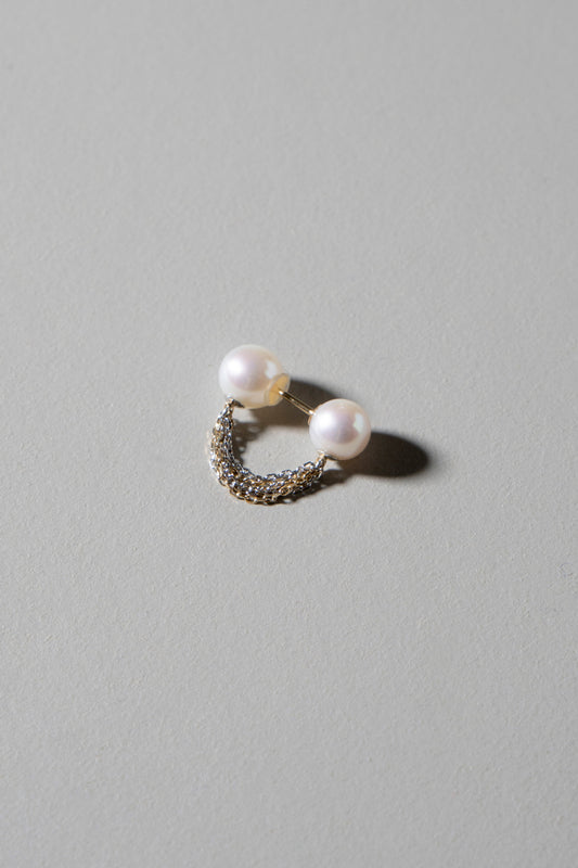 simmon Pearl fringe hoop pierced earring フリンジフープピアス /K10