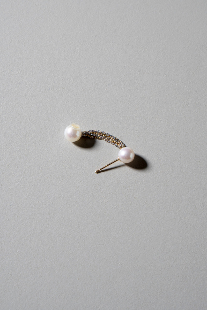 simmon Pearl fringe hoop pierced earring フリンジフープピアス /K10