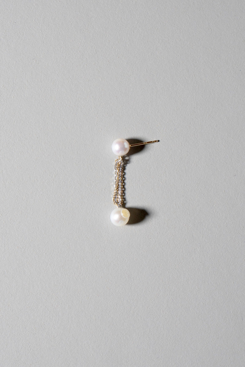 simmon Pearl fringe hoop pierced earring フリンジフープピアス /K10