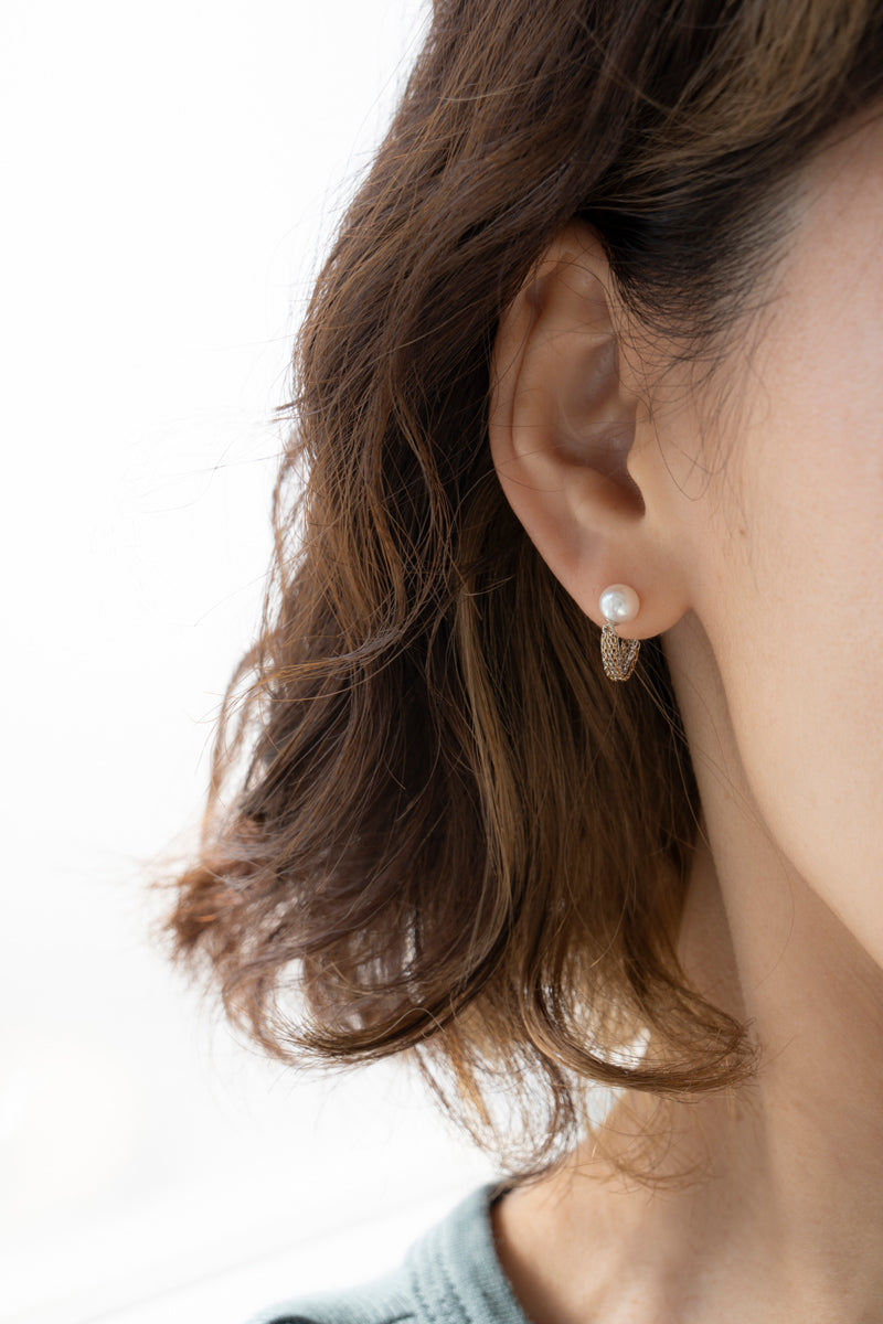 simmon Pearl fringe hoop pierced earring フリンジフープピアス /K10