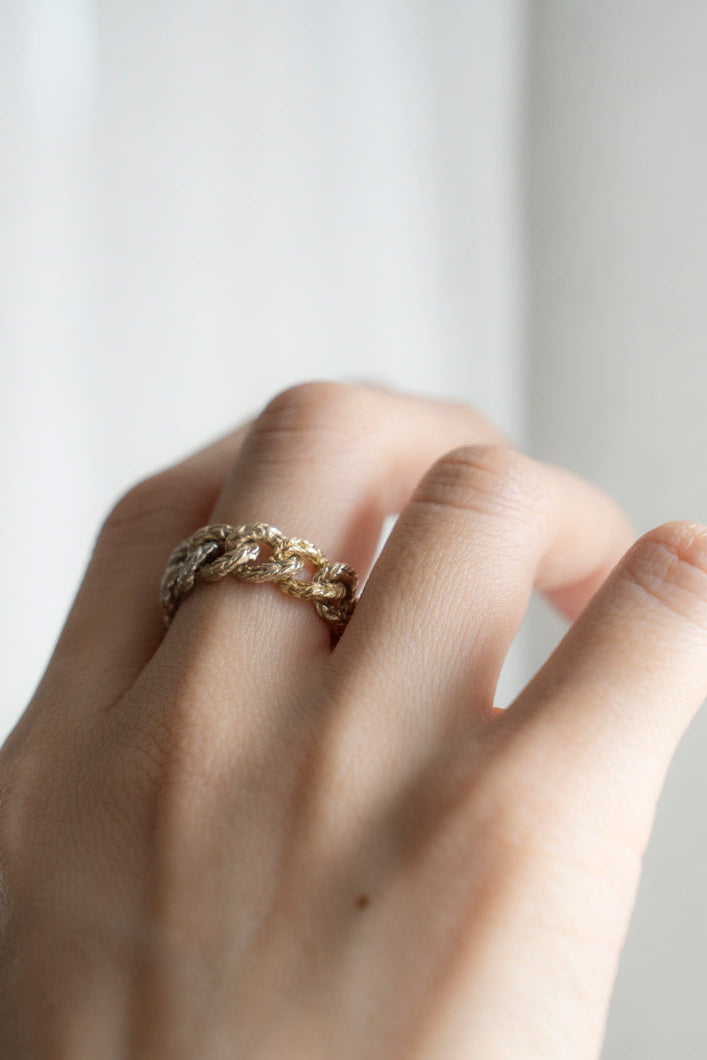 simmon Knit Chain Ring Wide Aurora /SV&K10&K18