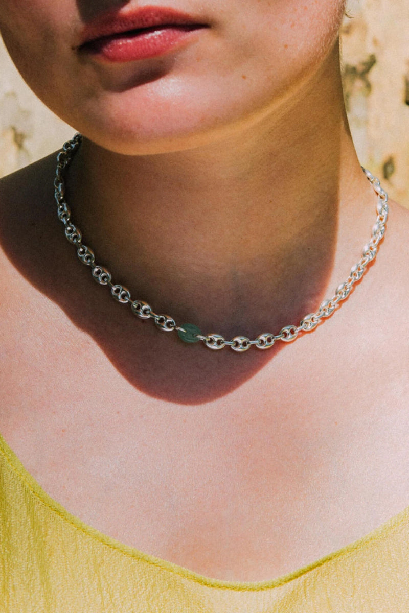 SASAI PROXY chain & aventurine necklace /silver