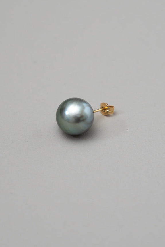 simmon Seta Black South Sea Pearl Pierced Earrings /K18