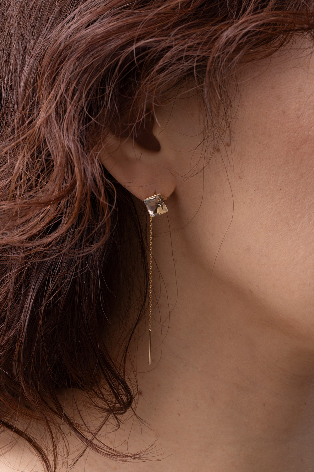 simmon Seta Reflection Quartz Chain Pierced Earring /K18