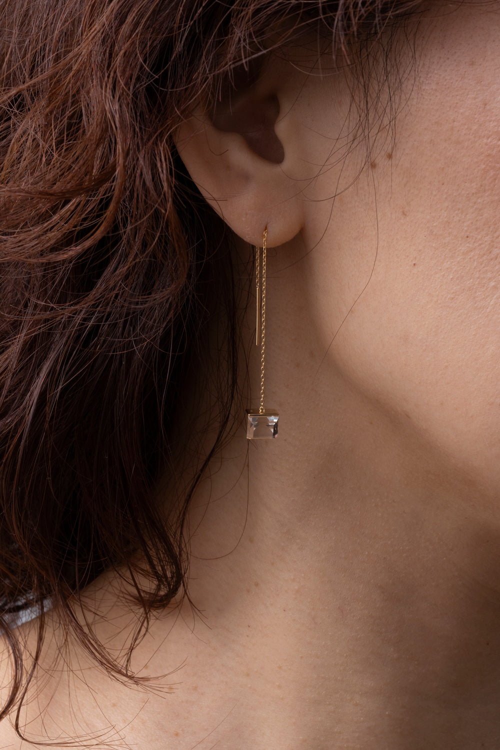 simmon Seta Reflection Quartz Chain Pierced Earring /K18