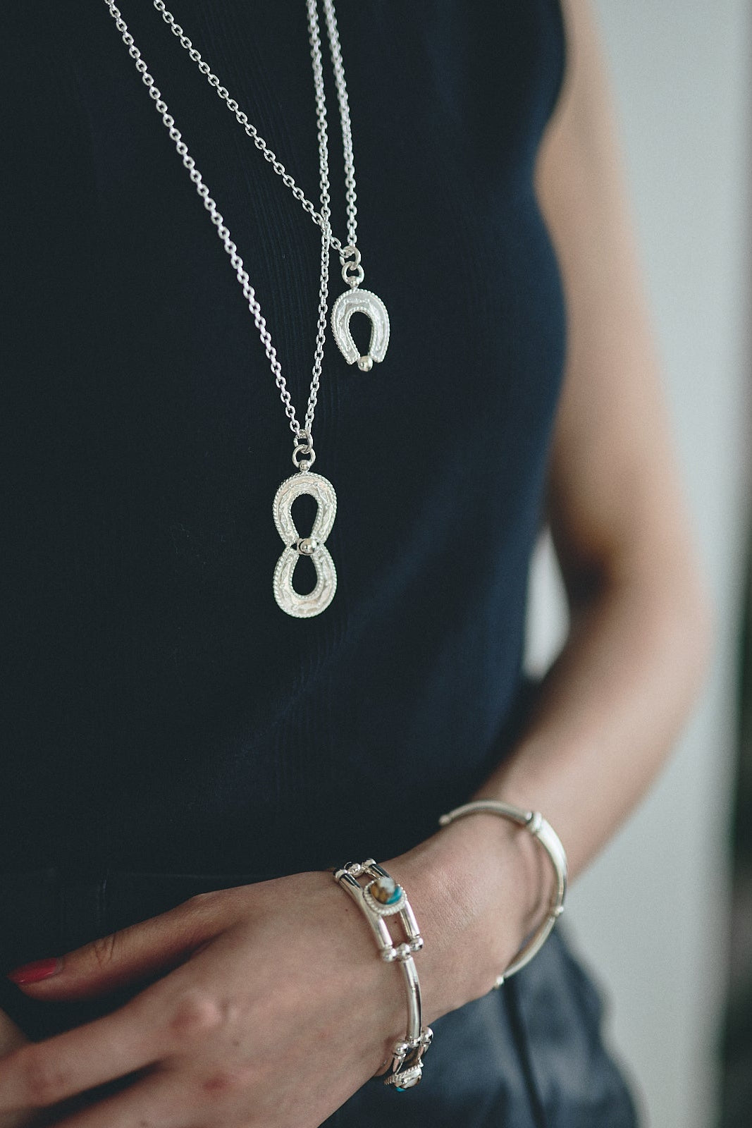 WAKAN SILVER SMITH Spirit Horse shoe Necklace Double /Silver