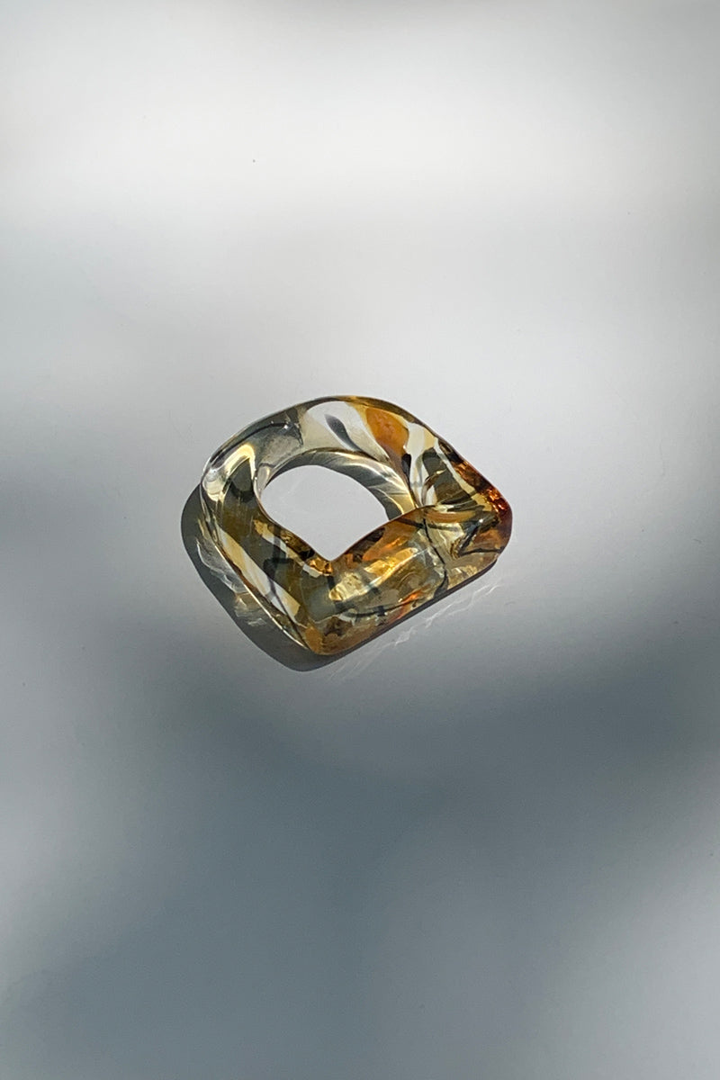 YAGA Glass D ring ガラスDリング /marble yellow