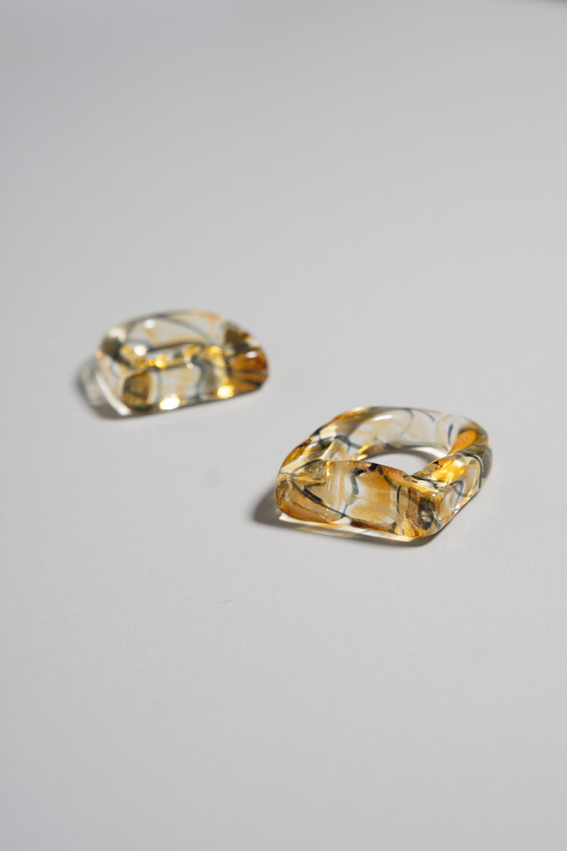 YAGA Glass D ring ガラスDリング /marble yellow
