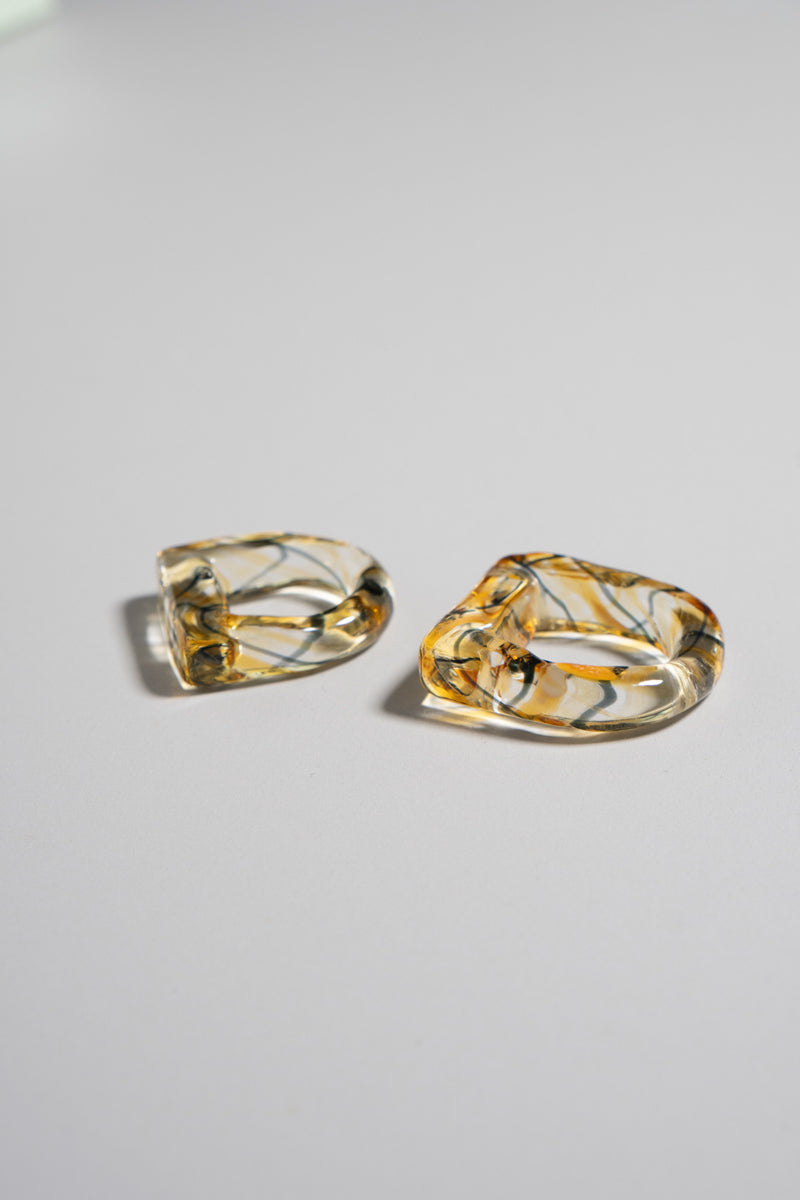 YAGA Glass D ring ガラスDリング /marble yellow