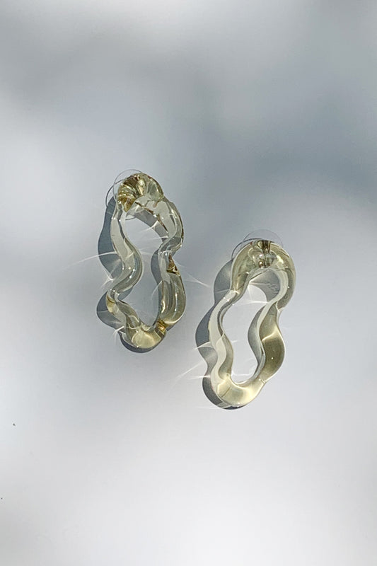 YAGA Melting glass hoop pierce メルシングピアス /yellow