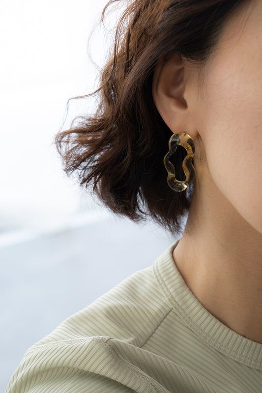 YAGA Melting glass hoop pierce メルシングピアス /yellow